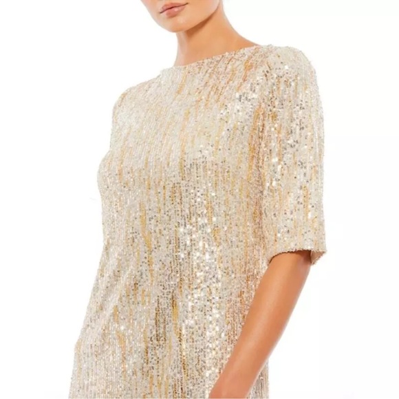 NWT Ieena for MacDuggal 26448 Sequined Mini Shift‎ Dress Formal Special Occasion - Picture 3 of 10